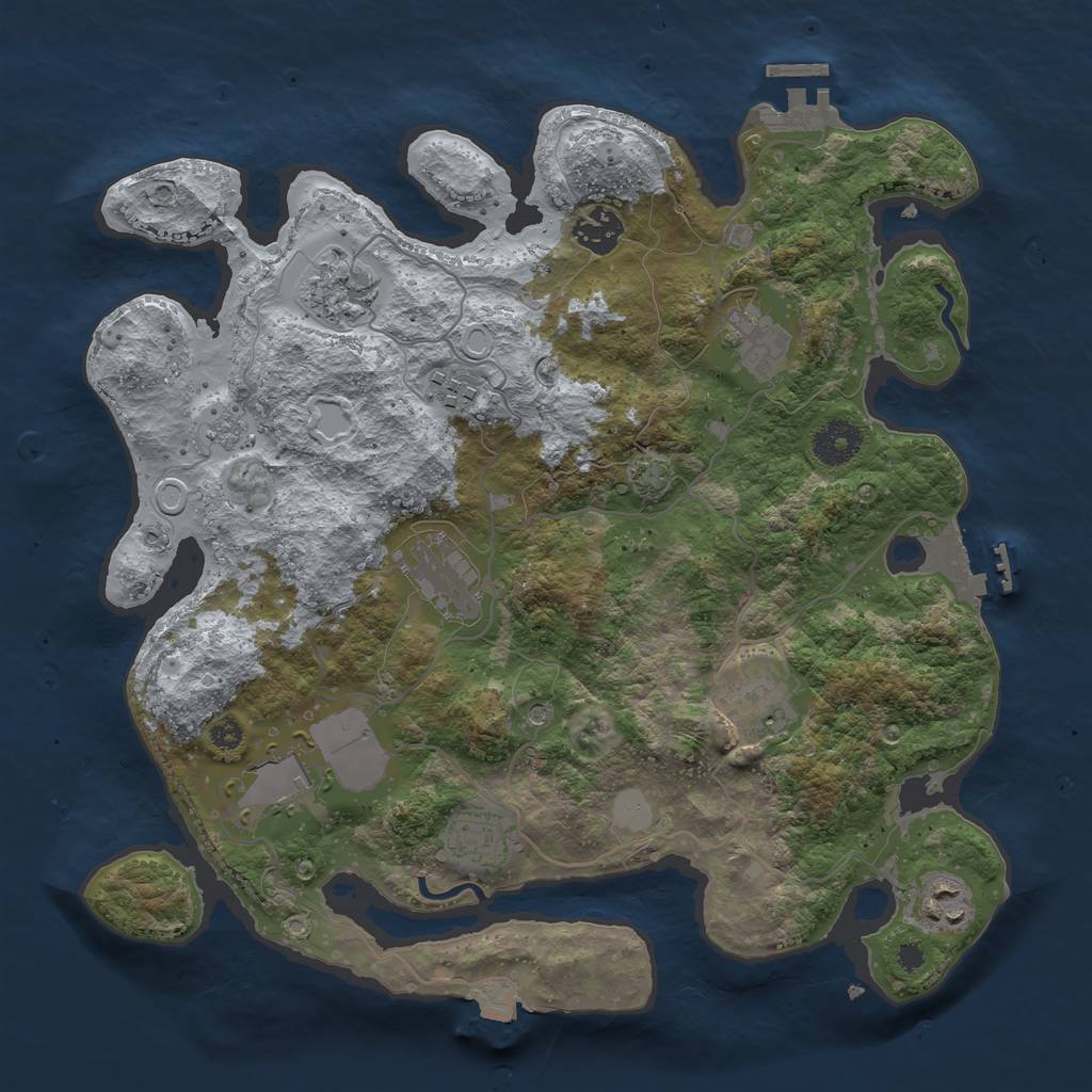 Rust Map: Procedural Map, Size: 3500, Seed: 420016752, 17 Monuments
