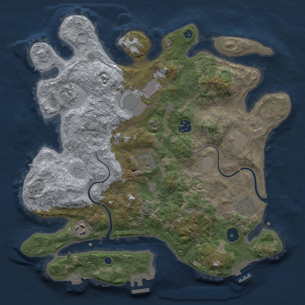 Rust Map: Procedural Map, Size: 3500, Seed: 730659492, 14 Monuments