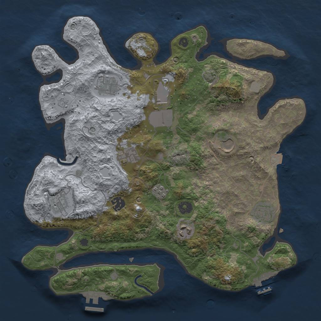 Rust Map: Procedural Map, Size: 3500, Seed: 730659492, 17 Monuments