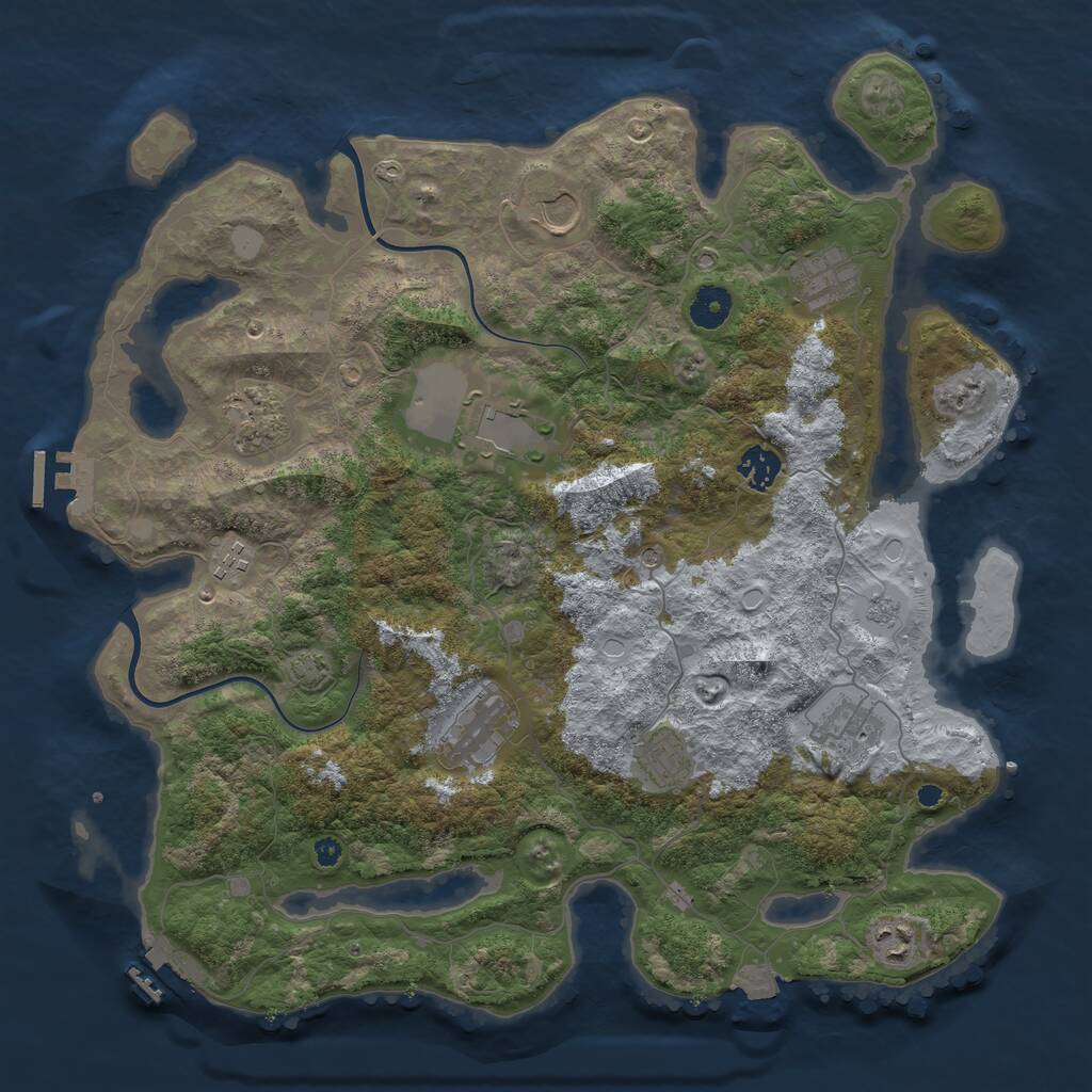 Rust Map: Procedural Map, Size: 3900, Seed: 2118357374, 16 Monuments