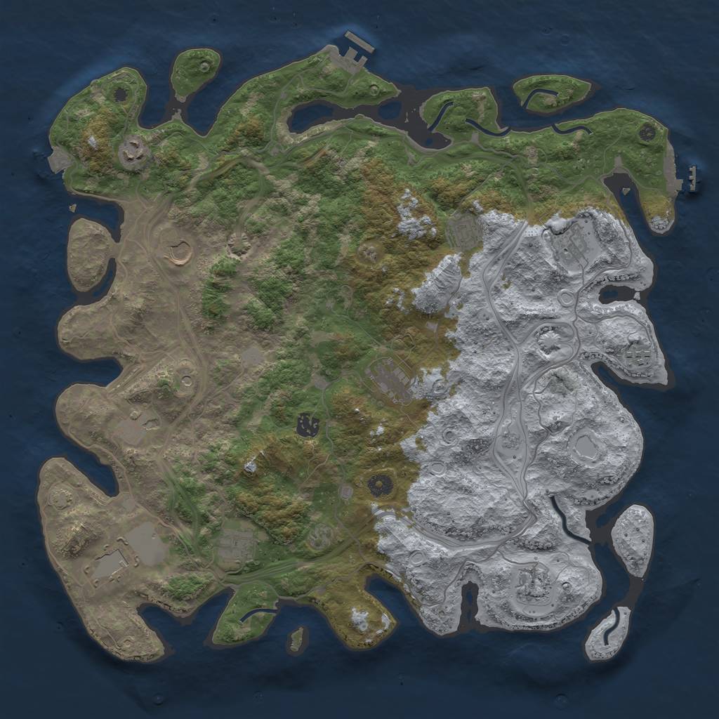 Rust Map: Procedural Map, Size: 4500, Seed: 1996556721, 19 Monuments