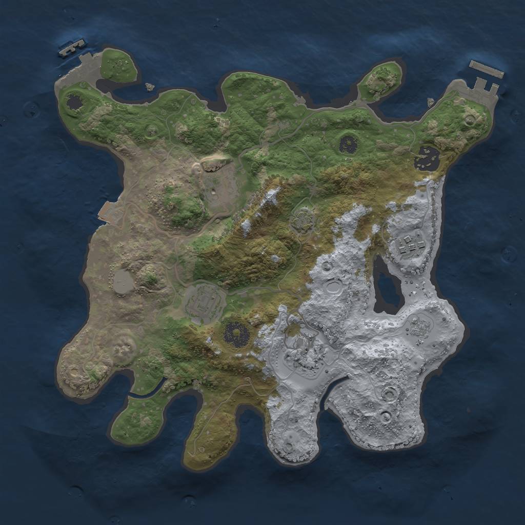 Rust Map: Procedural Map, Size: 3000, Seed: 43658, 12 Monuments