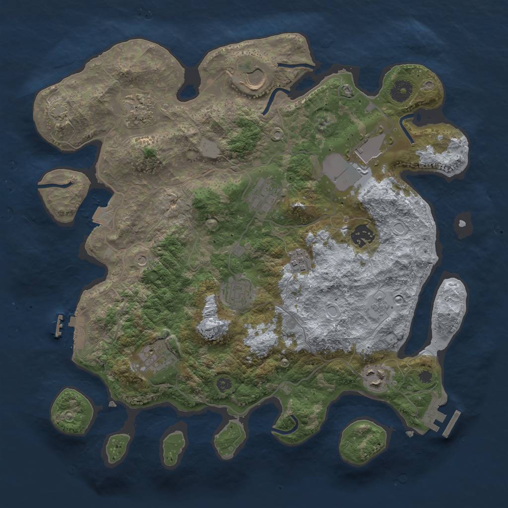 Rust Map: Procedural Map, Size: 3500, Seed: 1814061794, 17 Monuments