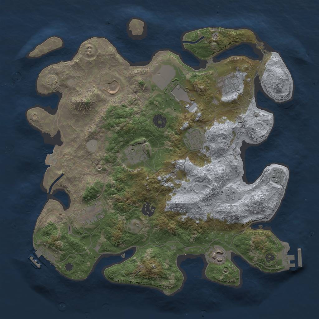 Rust Map: Procedural Map, Size: 3500, Seed: 1491040146, 17 Monuments