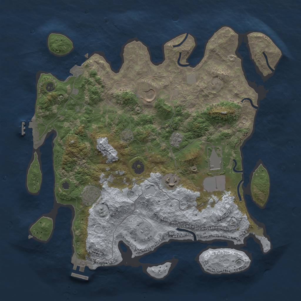 Rust Map: Procedural Map, Size: 3500, Seed: 28463, 13 Monuments