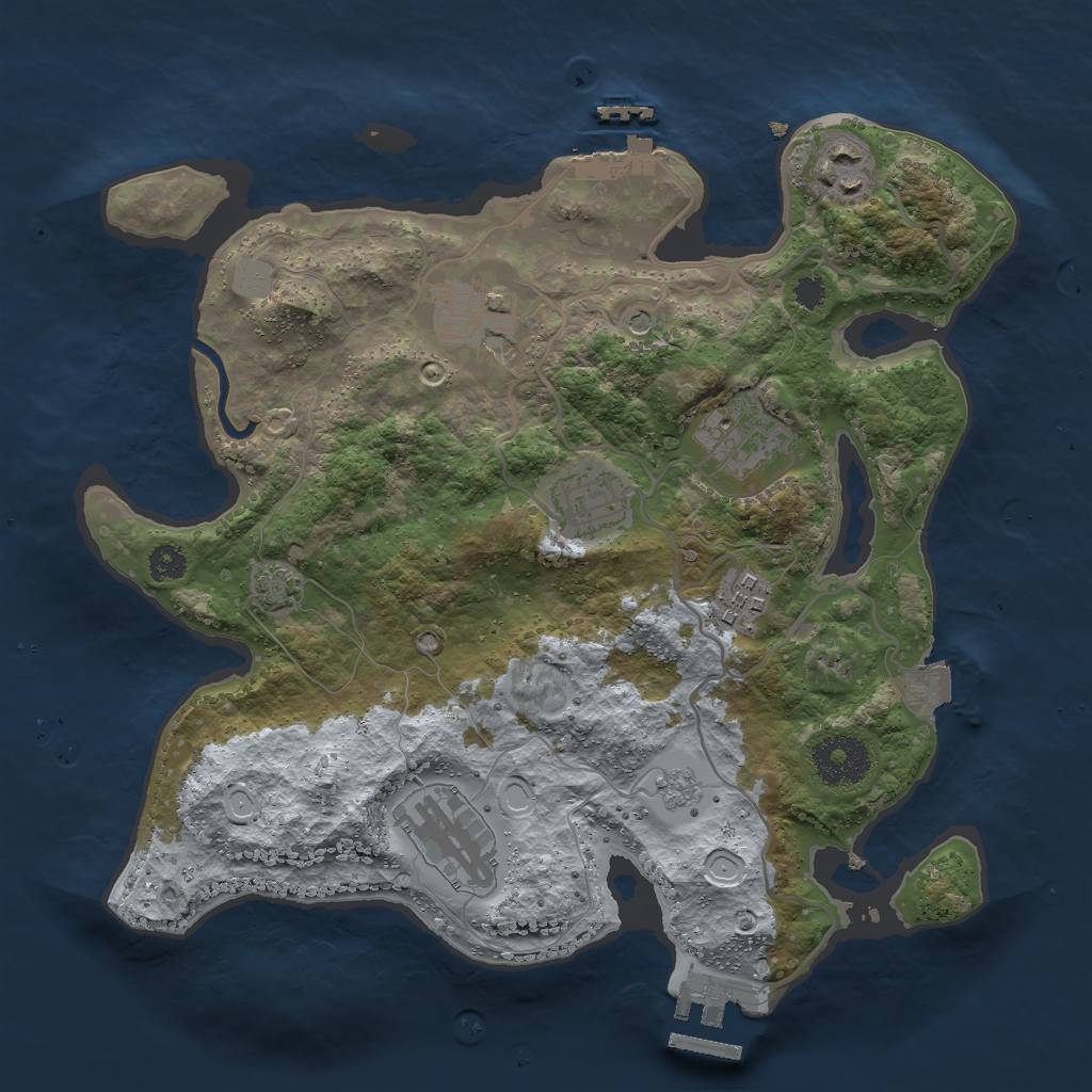 Rust Map: Procedural Map, Size: 3000, Seed: 73912, 14 Monuments