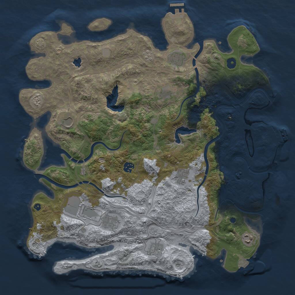 Rust Map: Procedural Map, Size: 4250, Seed: 1401056403, 16 Monuments