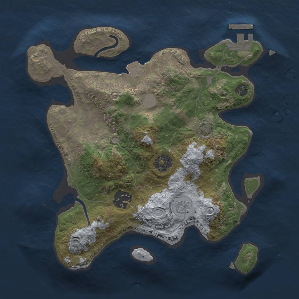 Rust Map: Procedural Map, Size: 2500, Seed: 410565180, 7 Monuments