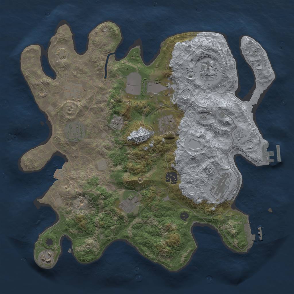 Rust Map: Procedural Map, Size: 3500, Seed: 2106187549, 18 Monuments