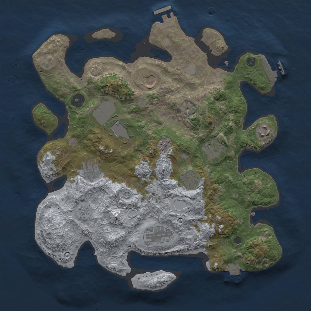 Rust Map: Procedural Map, Size: 3500, Seed: 31333333, 16 Monuments