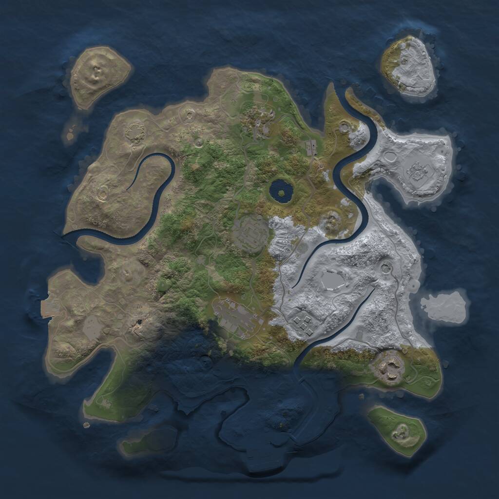 Rust Map: Procedural Map, Size: 3200, Seed: 2118769130, 10 Monuments
