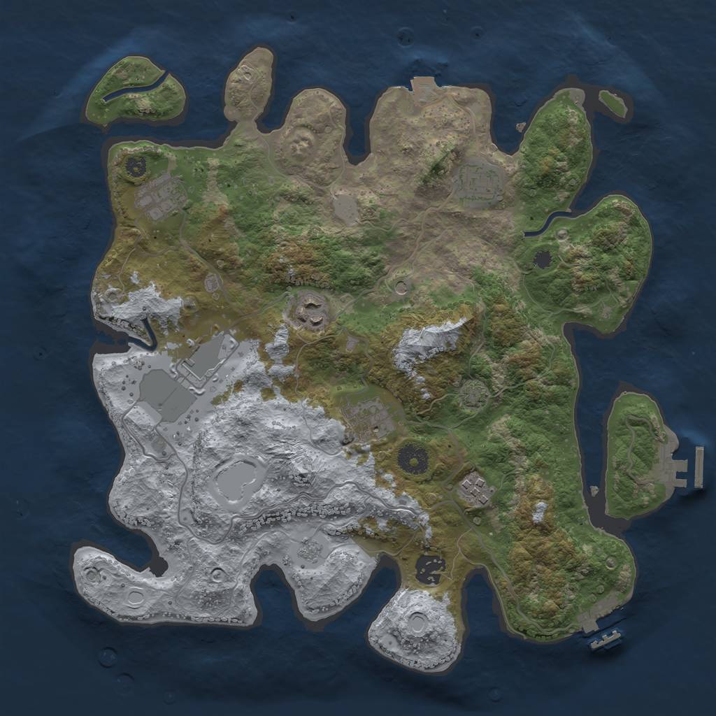 Rust Map: Procedural Map, Size: 3500, Seed: 47194, 15 Monuments