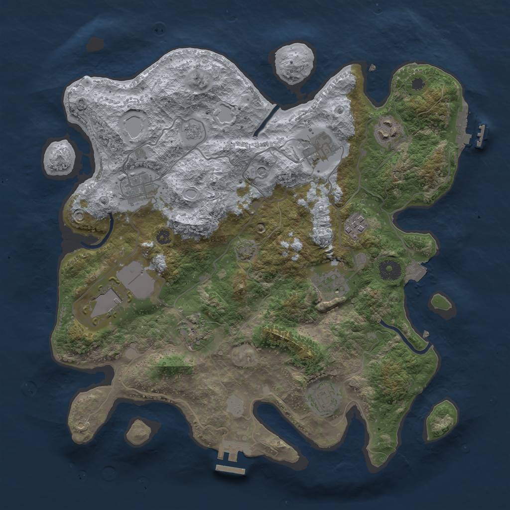 Rust Map: Procedural Map, Size: 3500, Seed: 232099755, 16 Monuments