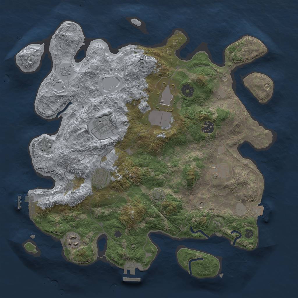 Rust Map: Procedural Map, Size: 3500, Seed: 1429736448, 15 Monuments