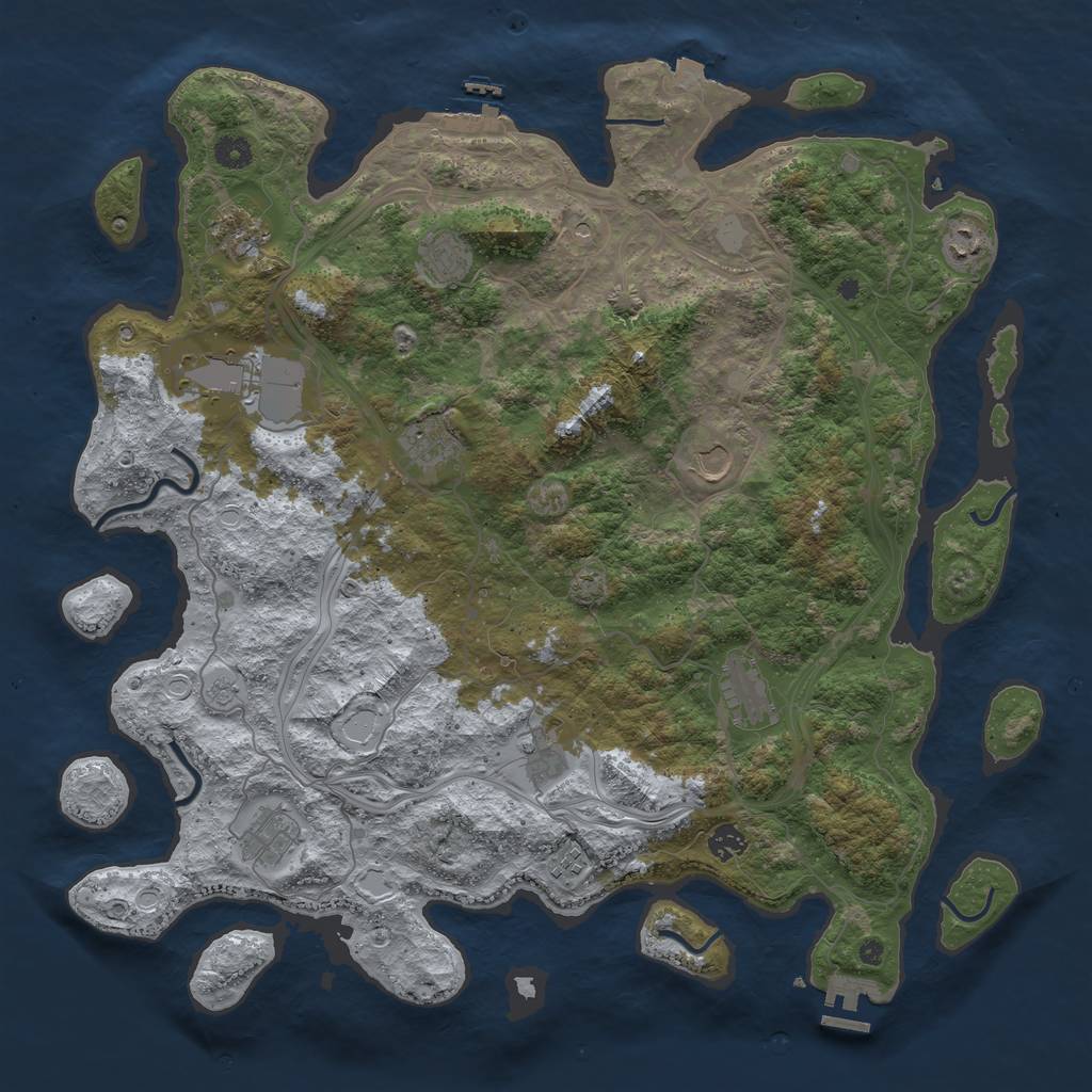 Rust Map: Procedural Map, Size: 4500, Seed: 911804668, 19 Monuments