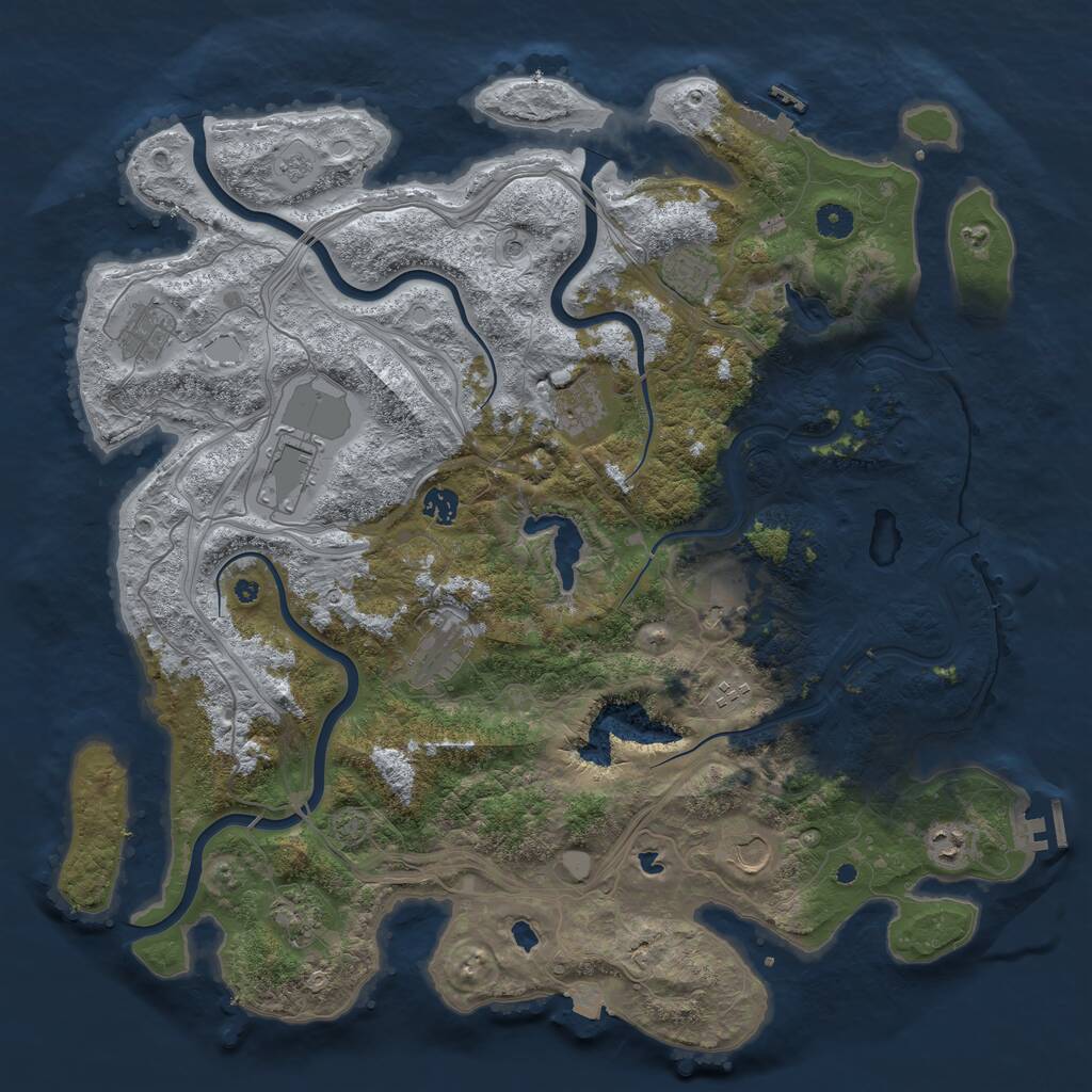 Rust Map: Procedural Map, Size: 4500, Seed: 222627134, 17 Monuments