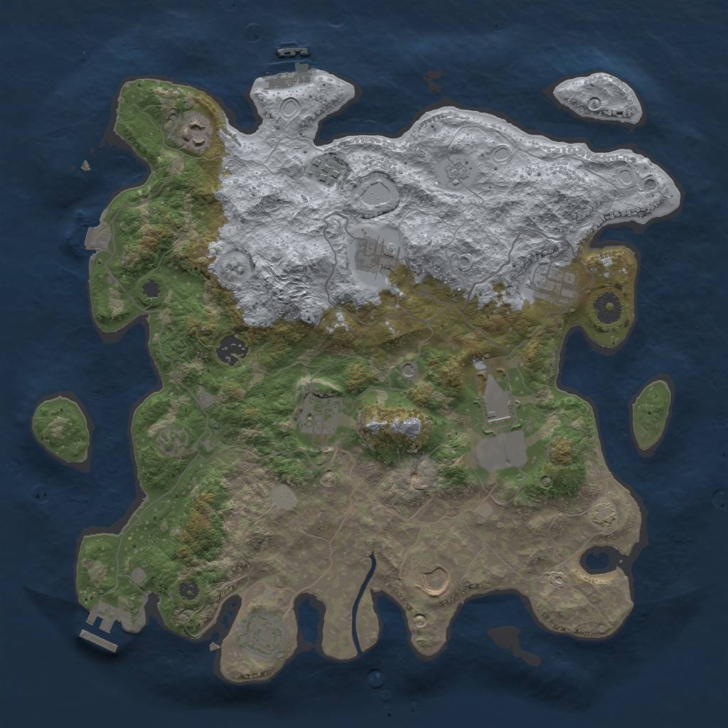Rust Map: Procedural Map, Size: 3750, Seed: 7893743, 17 Monuments