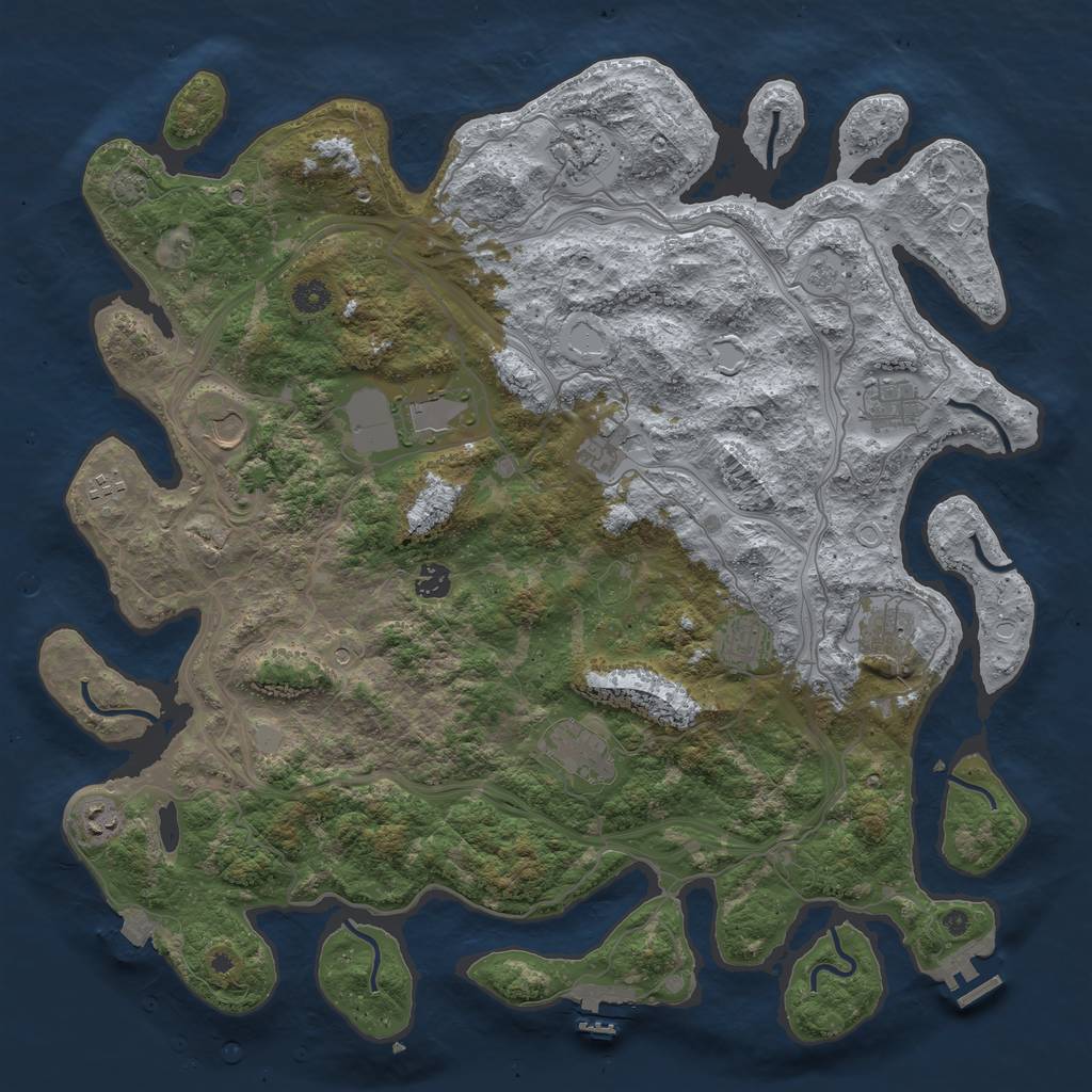 Rust Map: Procedural Map, Size: 4500, Seed: 1485869887, 19 Monuments