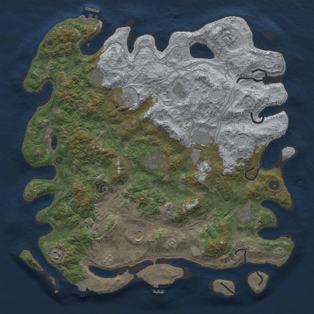 Rust Map: Procedural Map, Size: 4500, Seed: 913554, 19 Monuments