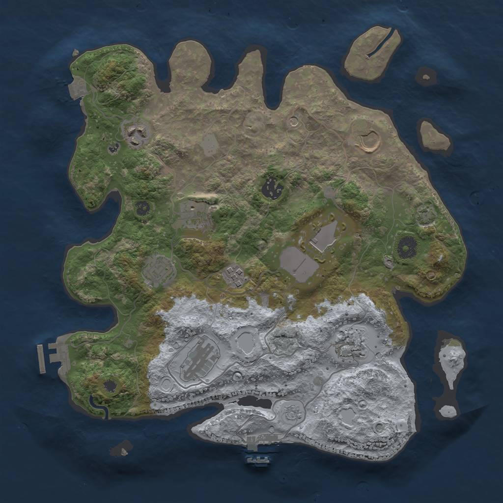 Rust Map: Procedural Map, Size: 3500, Seed: 1422273824, 17 Monuments