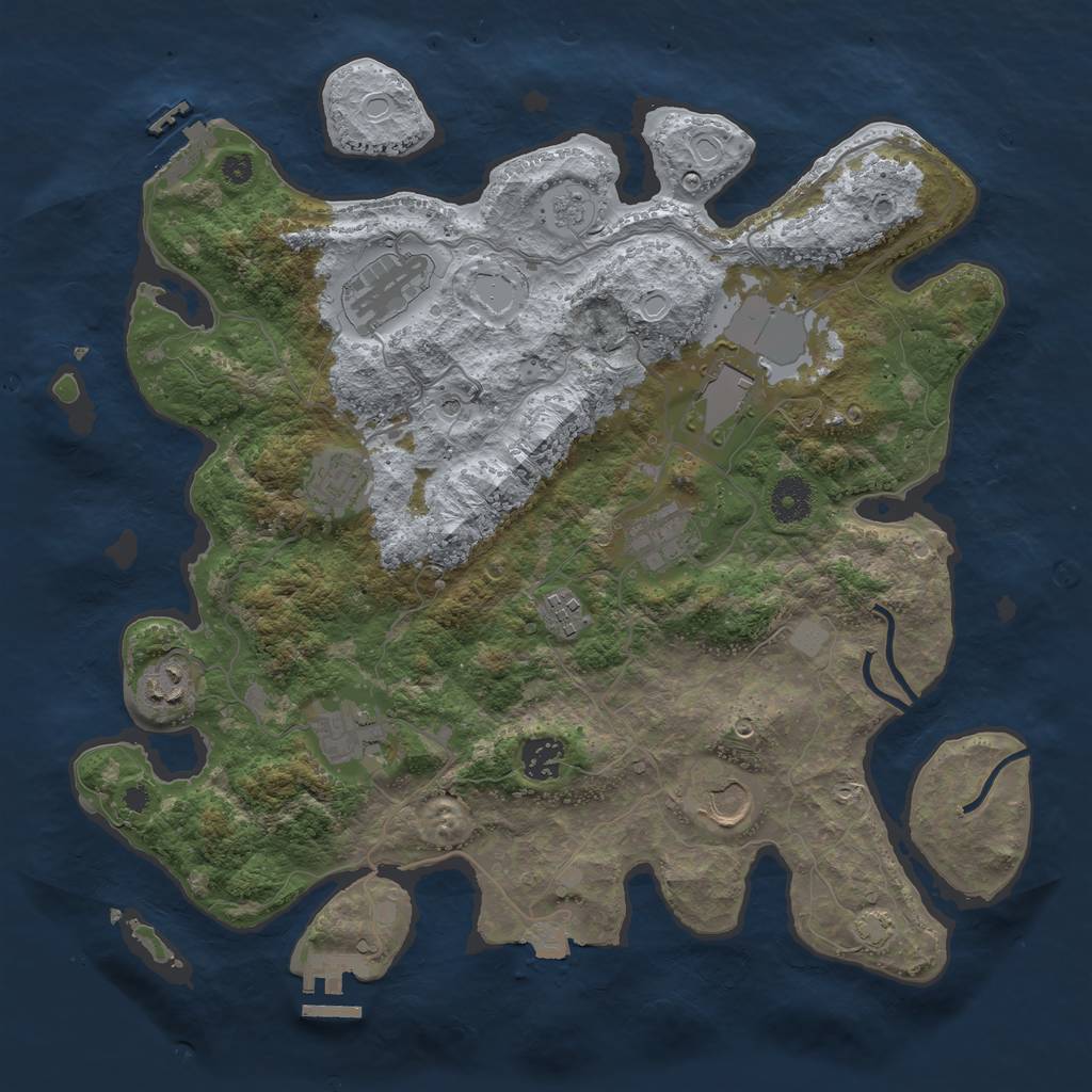 Rust Map: Procedural Map, Size: 3700, Seed: 1325737483, 17 Monuments