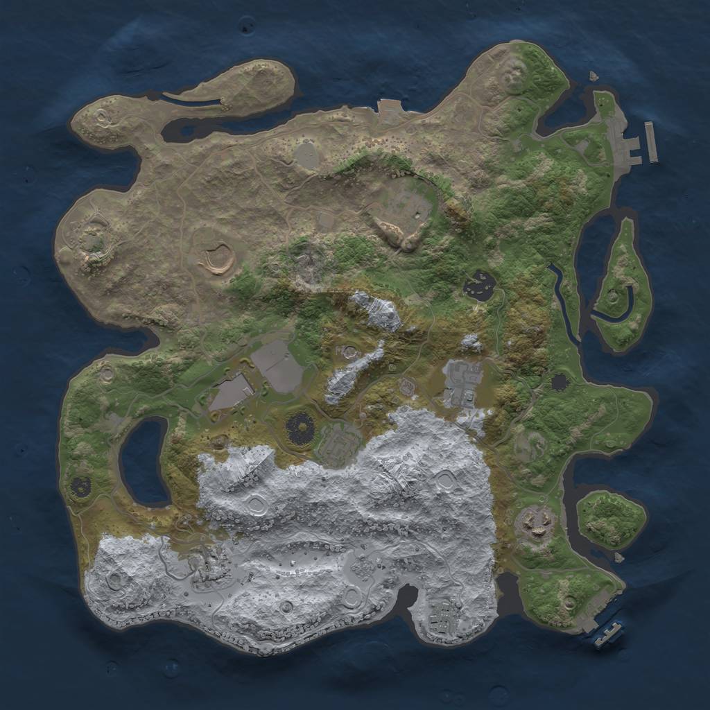 Rust Map: Procedural Map, Size: 3500, Seed: 720213212, 17 Monuments