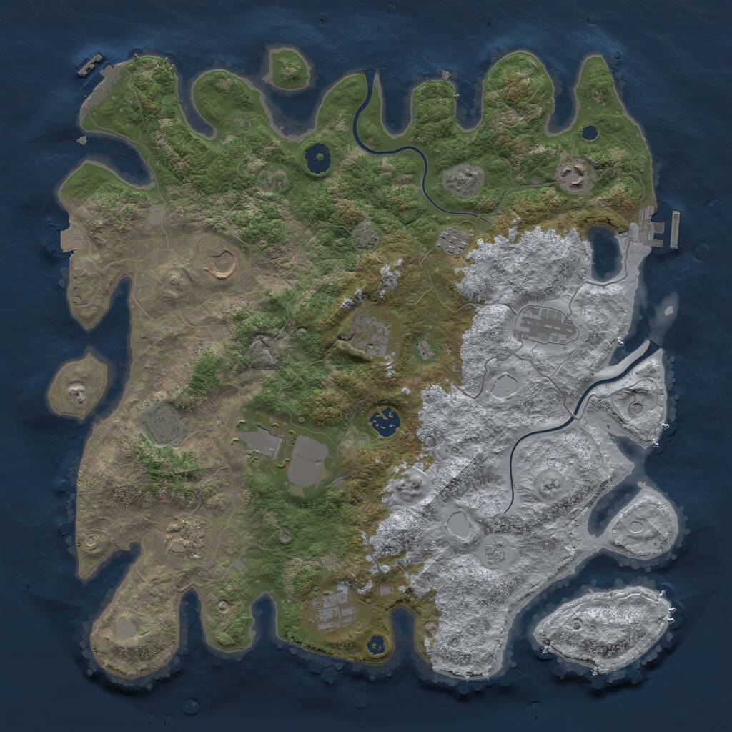 Rust Map: Procedural Map, Size: 3950, Seed: 854465153, 16 Monuments