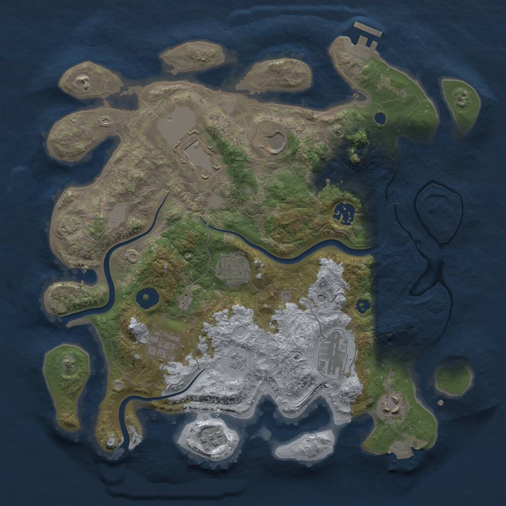 Rust Map: Procedural Map, Size: 3500, Seed: 141481617, 13 Monuments