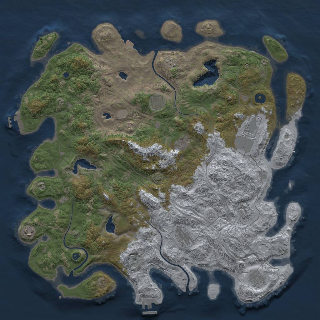 Rust Map: Procedural Map, Size: 4500, Seed: 334145117, 14 Monuments