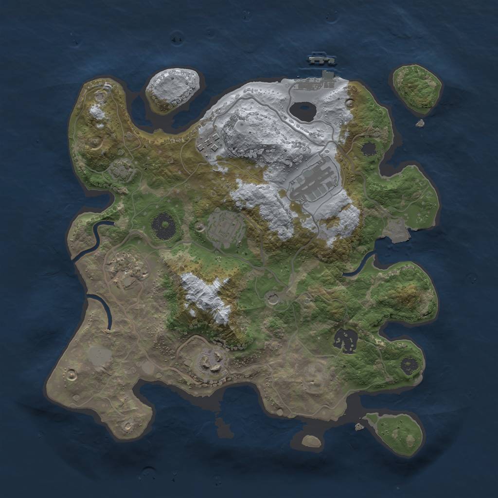 Rust Map: Procedural Map, Size: 3000, Seed: 1193236415, 12 Monuments