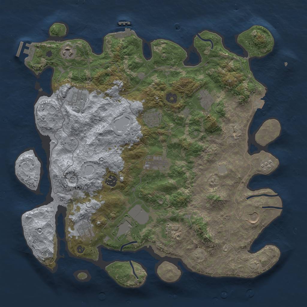 Rust Map: Procedural Map, Size: 4000, Seed: 654436, 19 Monuments