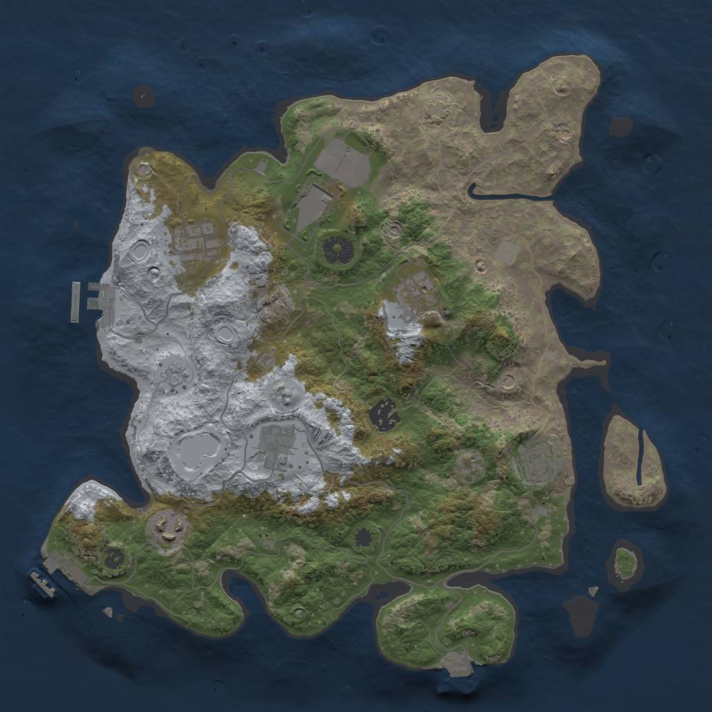 Rust Map: Procedural Map, Size: 3500, Seed: 1045439172, 15 Monuments