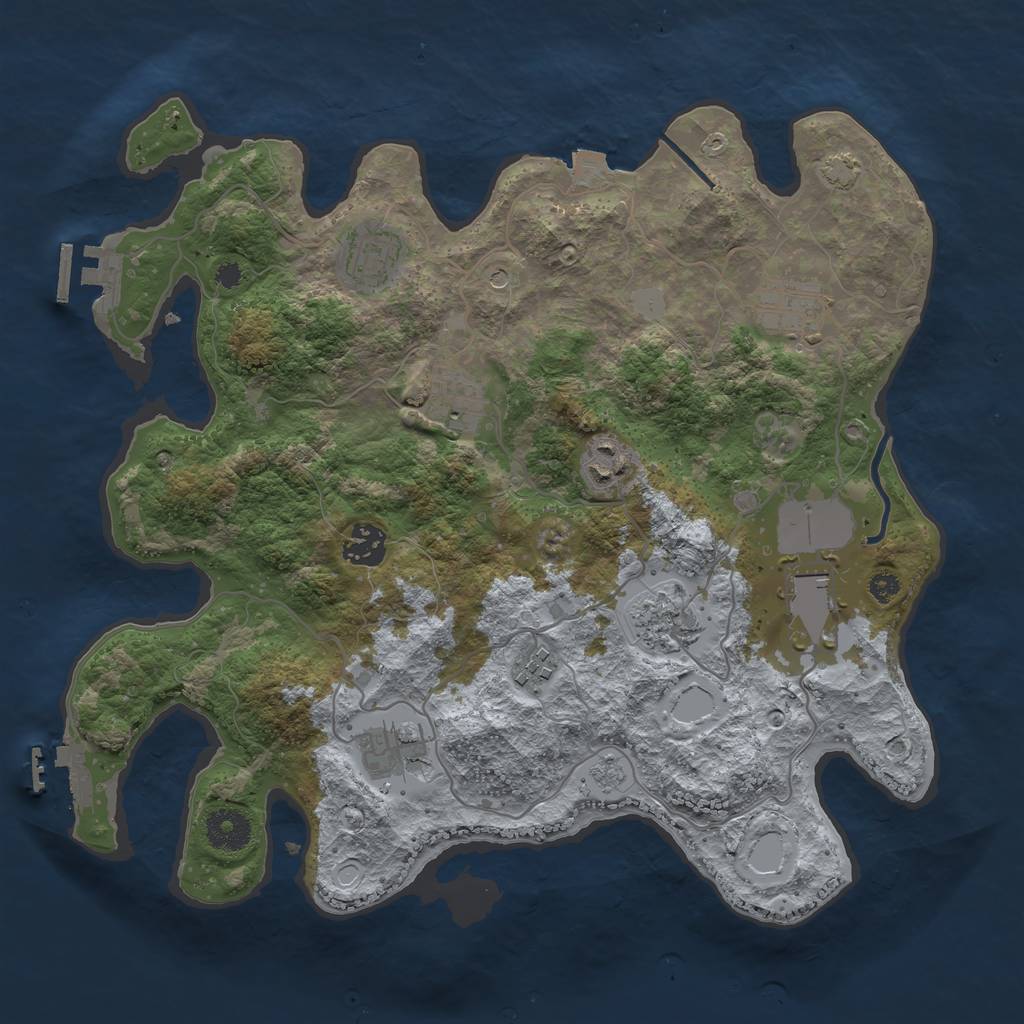 Rust Map: Procedural Map, Size: 3500, Seed: 578390785, 17 Monuments