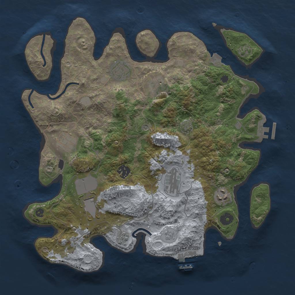 Rust Map: Procedural Map, Size: 3500, Seed: 856743, 16 Monuments