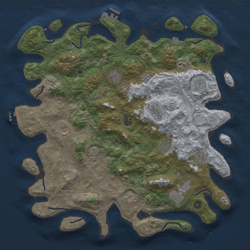 Rust Map: Procedural Map, Size: 4500, Seed: 1364642889, 19 Monuments