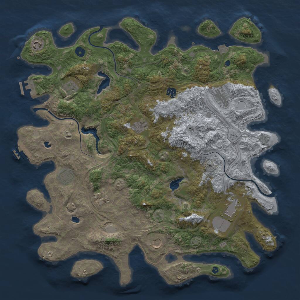 Rust Map: Procedural Map, Size: 4500, Seed: 1364642889, 16 Monuments
