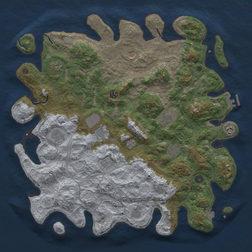 Rust Map: Procedural Map, Size: 4500, Seed: 911459, 18 Monuments