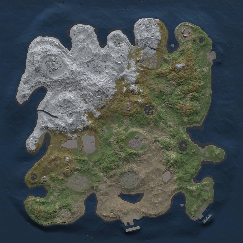 Rust Map: Procedural Map, Size: 3500, Seed: 754314343, 17 Monuments