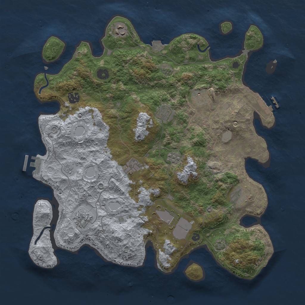 Rust Map: Procedural Map, Size: 3850, Seed: 9511528, 17 Monuments