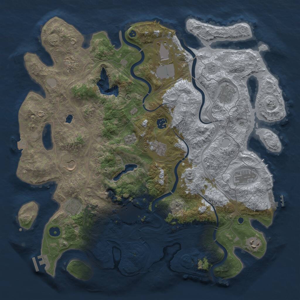 Rust Map: Procedural Map, Size: 4250, Seed: 1207358671, 17 Monuments