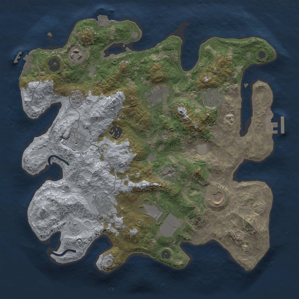 Rust Map: Procedural Map, Size: 3500, Seed: 630189942, 17 Monuments