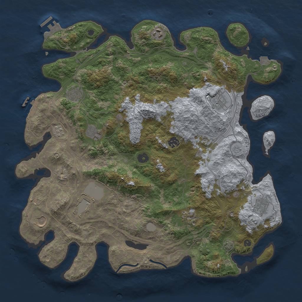 Rust Map: Procedural Map, Size: 4250, Seed: 1486688674, 18 Monuments