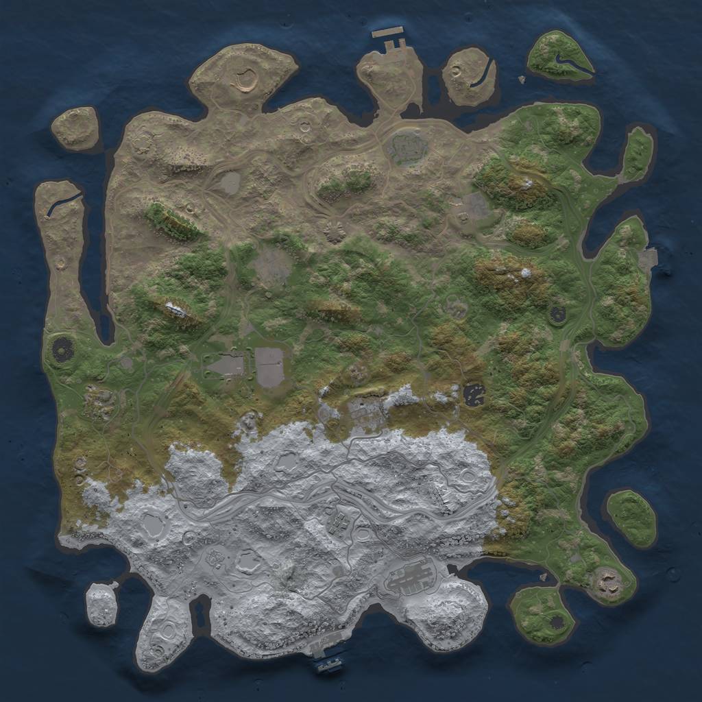 Rust Map: Procedural Map, Size: 4500, Seed: 994607480, 19 Monuments