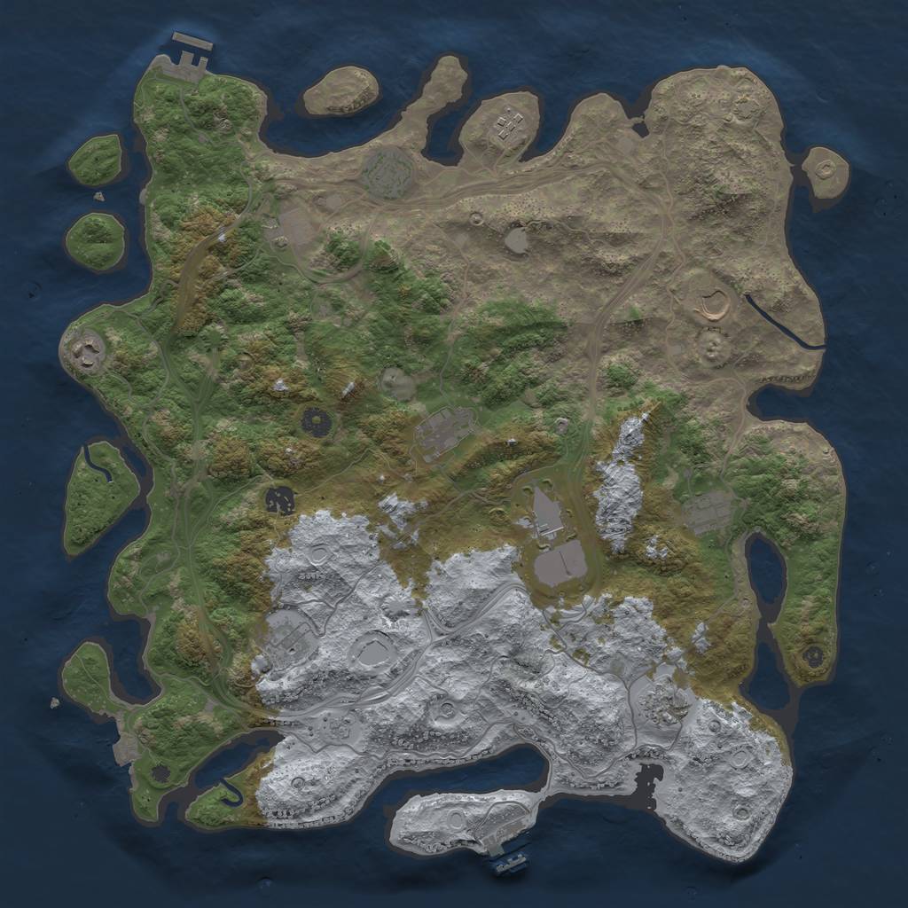 Rust Map: Procedural Map, Size: 4500, Seed: 8022024, 19 Monuments