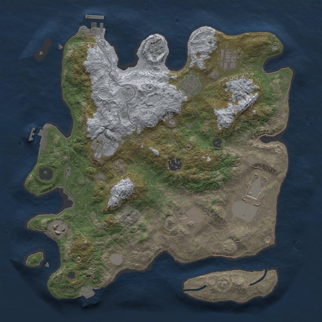 Rust Map: Procedural Map, Size: 3500, Seed: 113220861, 16 Monuments