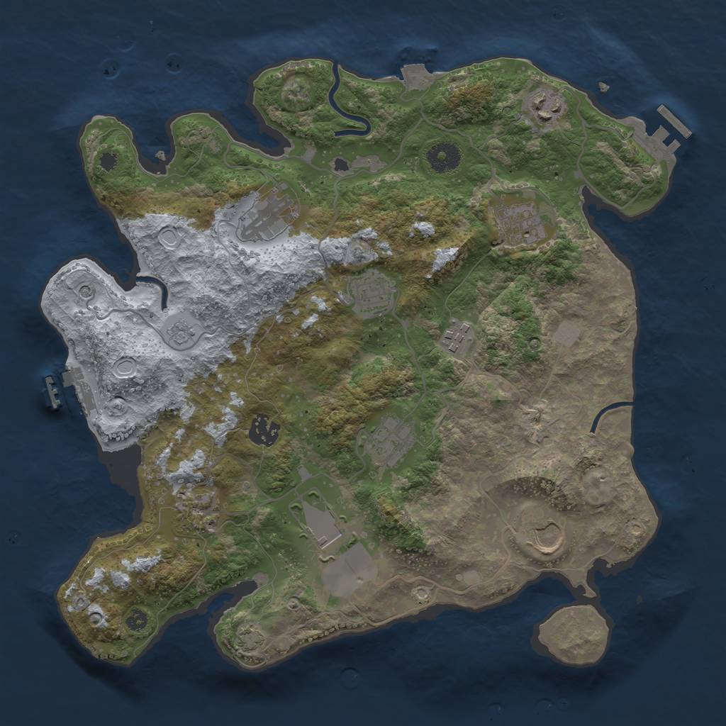 Rust Map: Procedural Map, Size: 3500, Seed: 2033576998, 18 Monuments