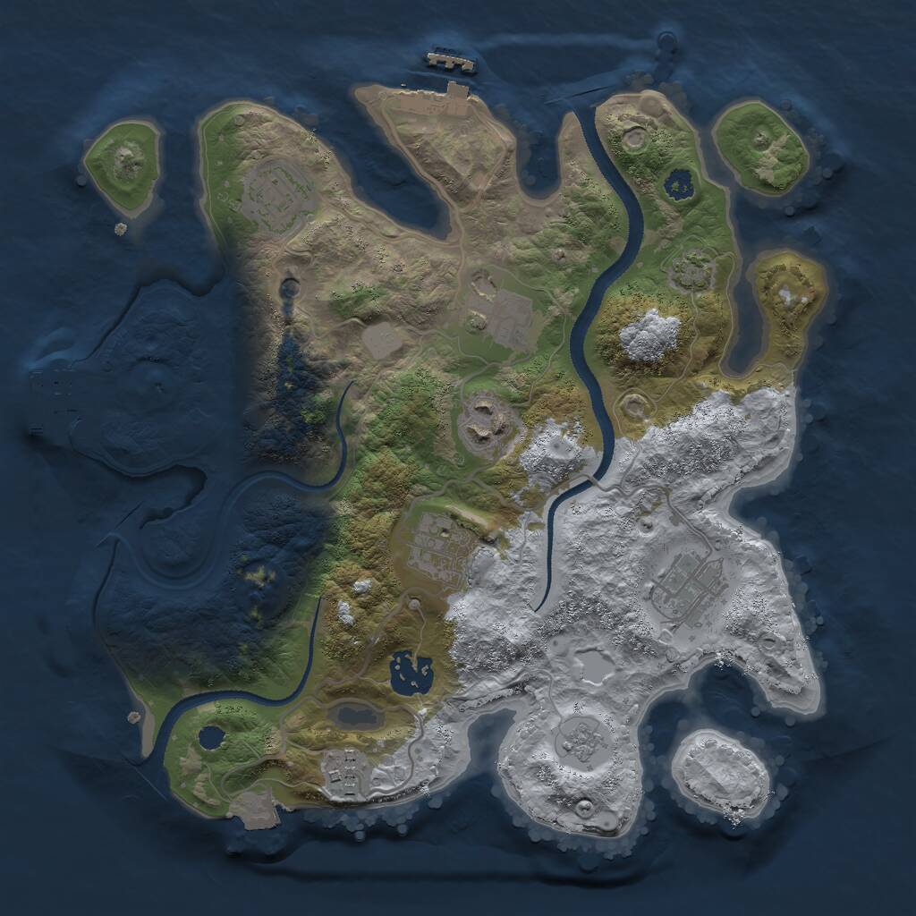Rust Map: Procedural Map, Size: 3000, Seed: 4718295, 13 Monuments