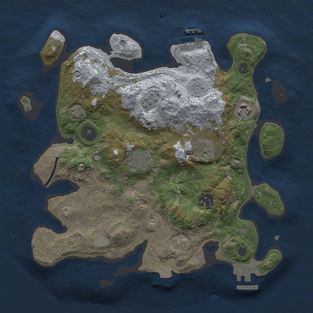 Rust Map: Procedural Map, Size: 3000, Seed: 1168604074, 13 Monuments