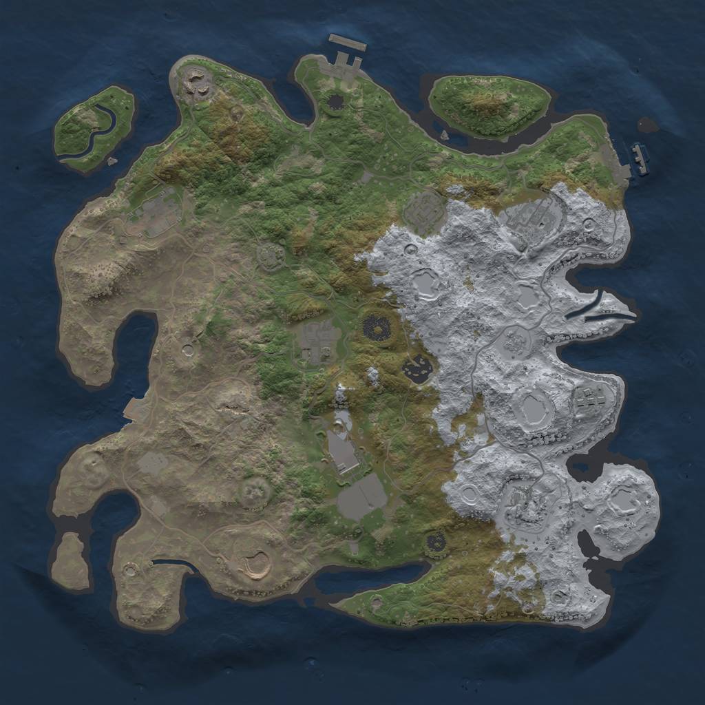 Rust Map: Procedural Map, Size: 3750, Seed: 1453674201, 18 Monuments