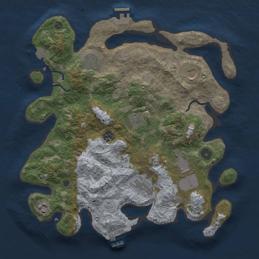 Rust Map: Procedural Map, Size: 3500, Seed: 243942677, 16 Monuments